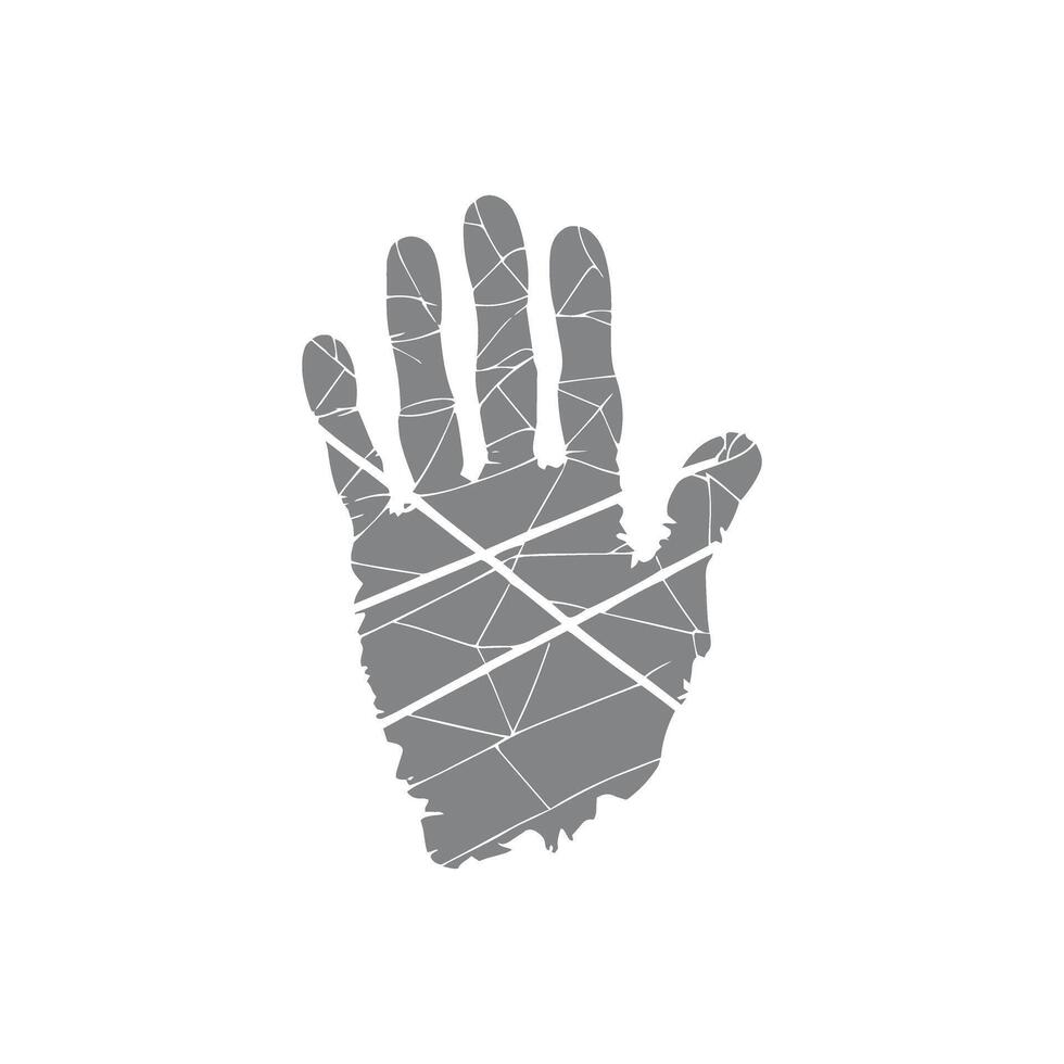 Fractured Hand Silhouette in Grey vector
