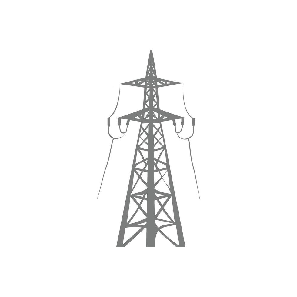 Transmission Tower Silhouette Power Grid Infrastructure design Illustration vector