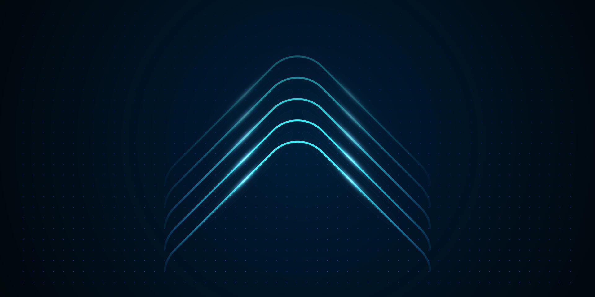 A series of glowing, curved blue lines form an upward arrow shape, representing elevation and forward momentum. illustration vector