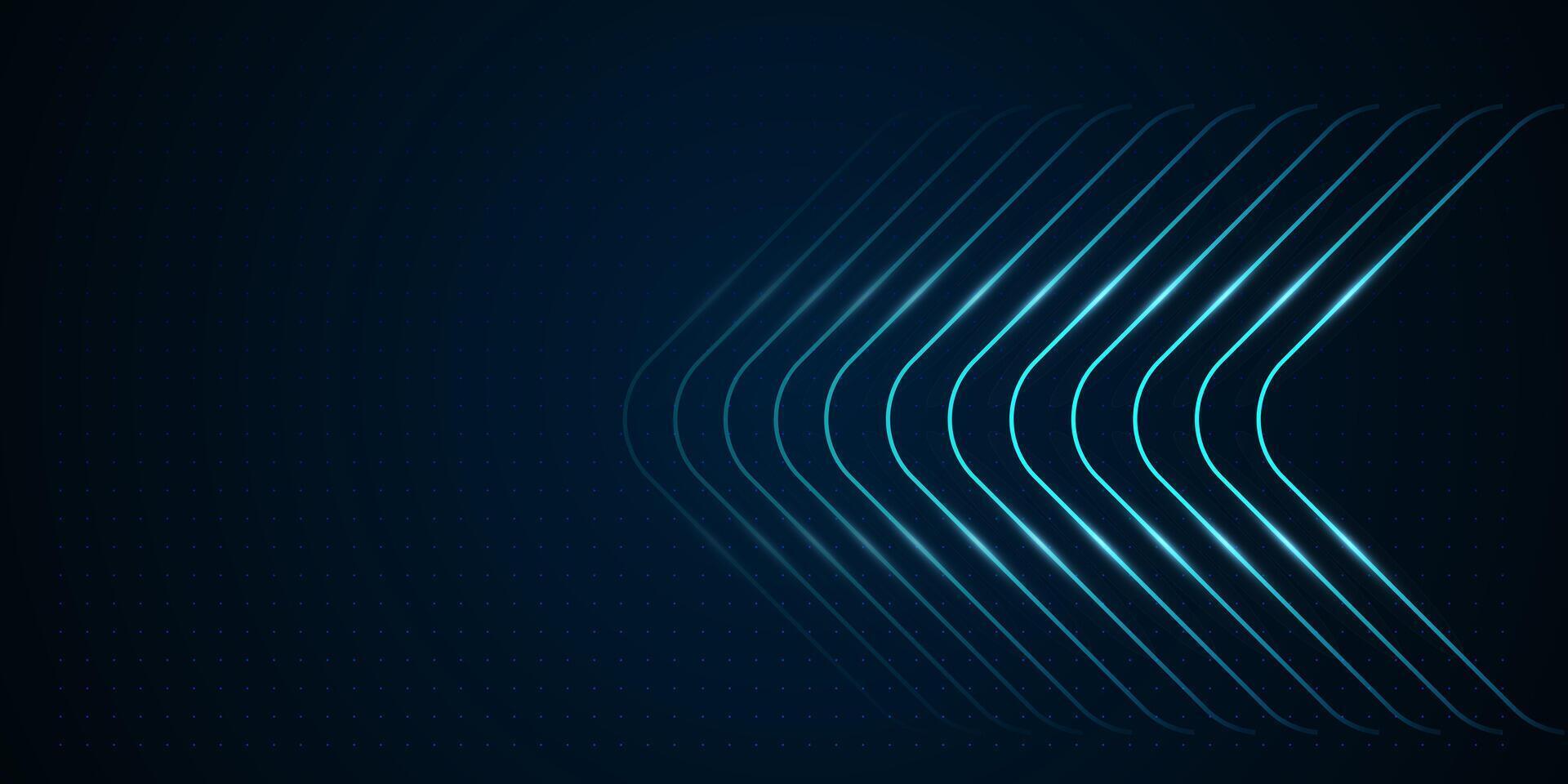 Light blue arrows on dark background with dotted patterns enhances the luminous, high-tech aesthetic of the graphic. illustration vector