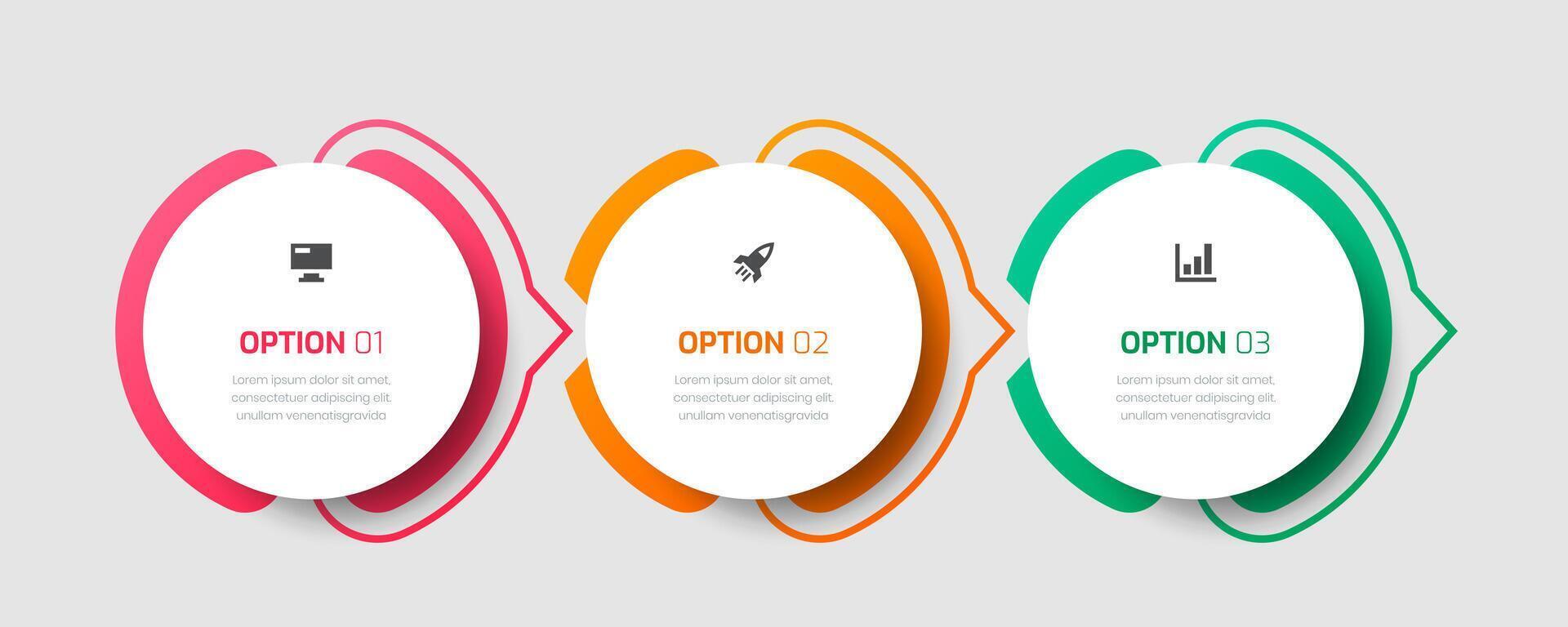 Infographic Label Design Template with Circle, Icons and 3 Options for Presentation vector