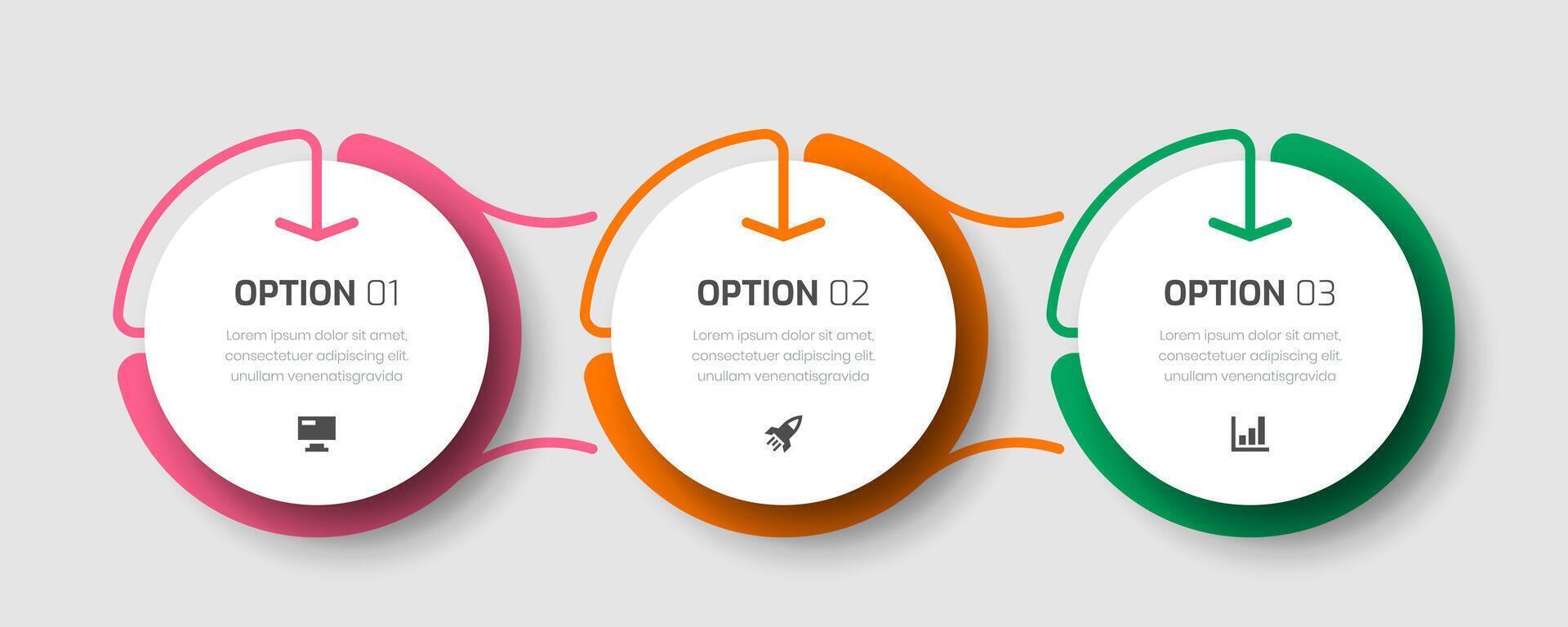 Business Infographic Template with Circle Label, Thin Line, 3 Options and Icon for Process Diagram, Presentations, Workflow Layout, Banner, Flow Chart, Infographic vector