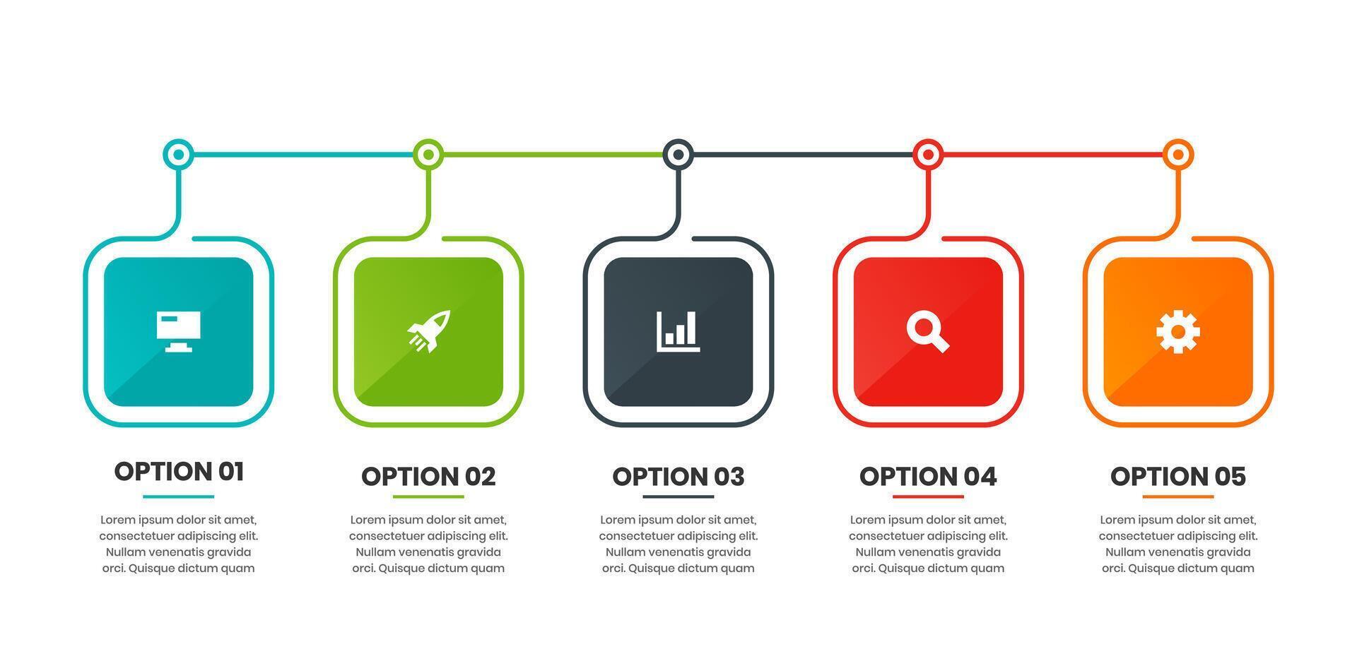 Timeline Infographic Element with Icons and 5 Options. Suitable for Process Diagram, Presentations, Workflow Layout, Banner, Flow Chart vector