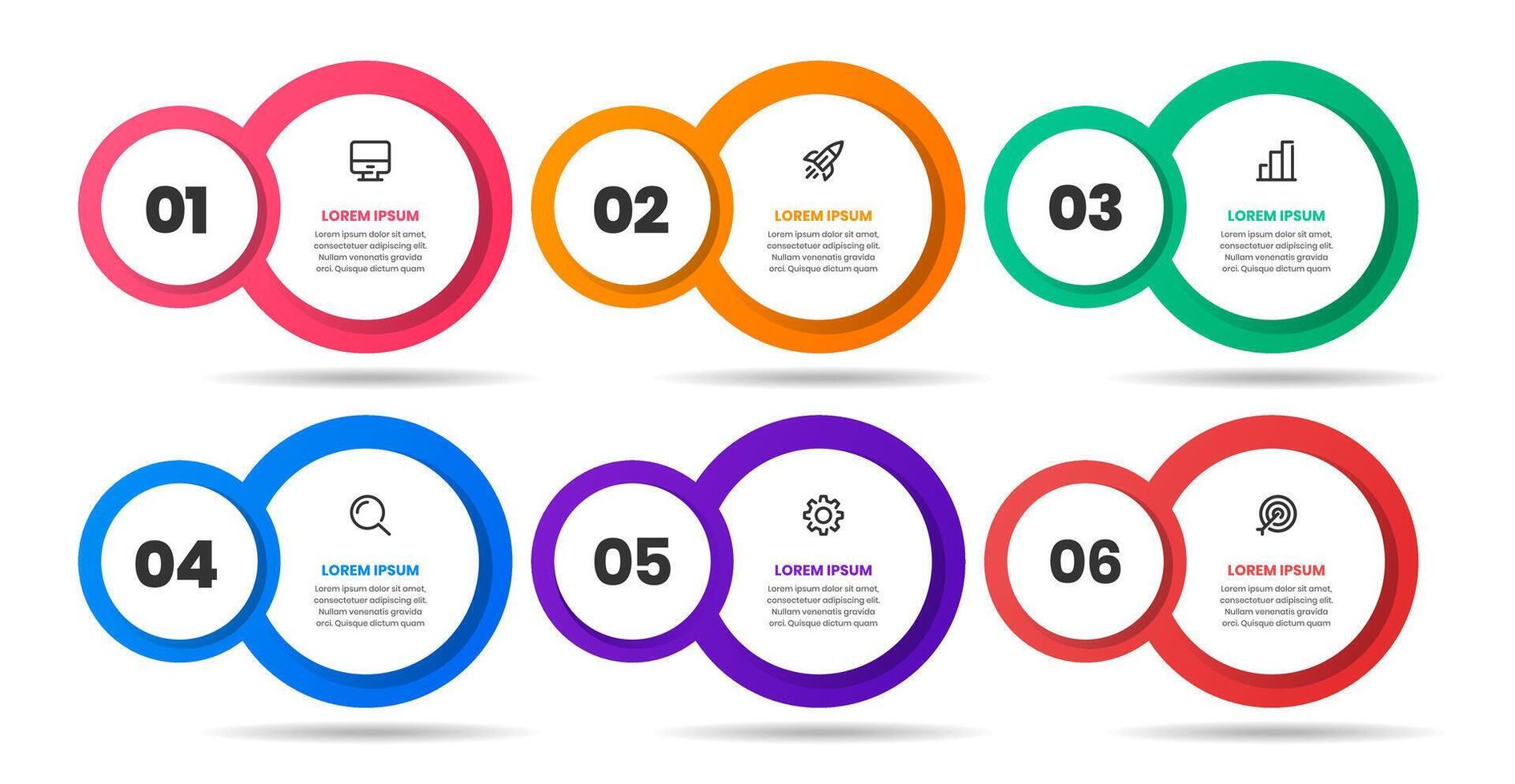 Circle Infographic Element Design Templates with Icons and 6 Numbers. Suitable for Process Diagram, Presentations, Workflow Layout, Banner, Flow Chart vector