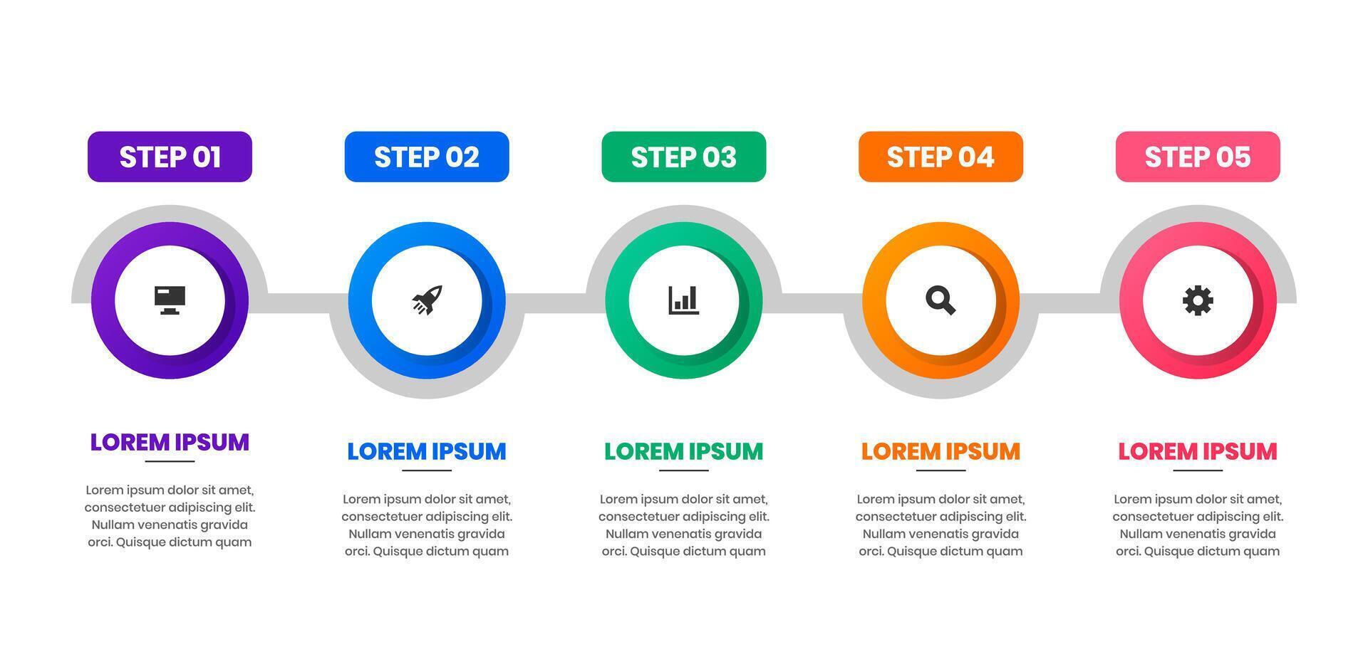 Timeline Infographic Element Templates with Icons and 5 Step. Suitable for Process Diagram, Workflow Layout, Banner, Flow Chart, Infographic vector