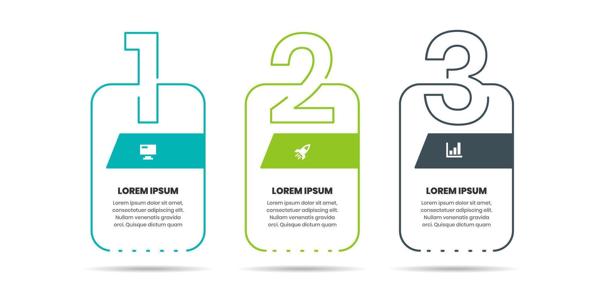 Infographic Element Design Templates with Icons and 3 Numbers or Steps. Suitable for Presentations, Workflow Layout, Banner, Flow Chart, Infographic vector