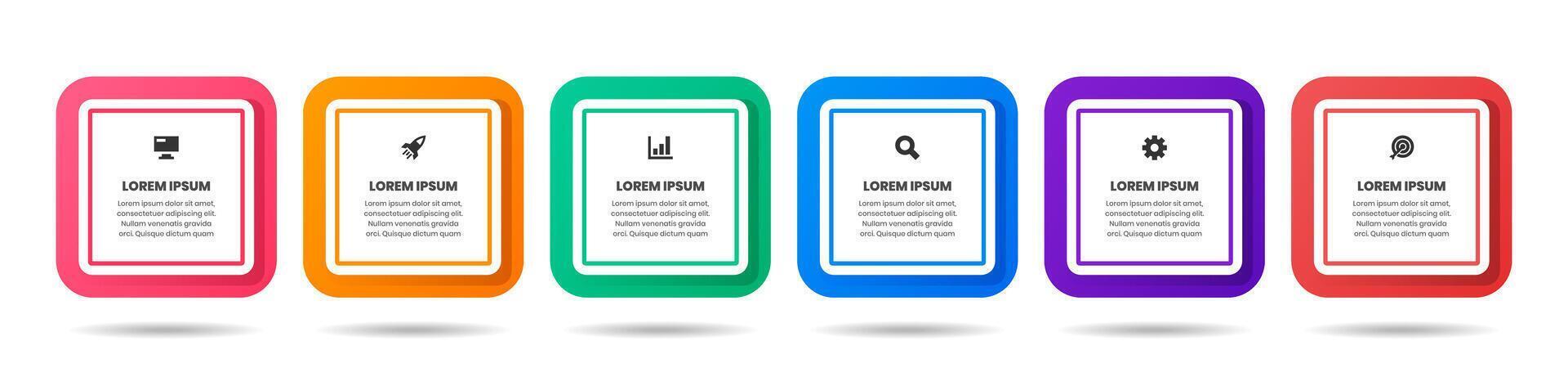 Label Infographic Element Design Templates with Icons and 6 Options. Suitable for Process Diagram, Presentations, Workflow Layout, Infographic vector
