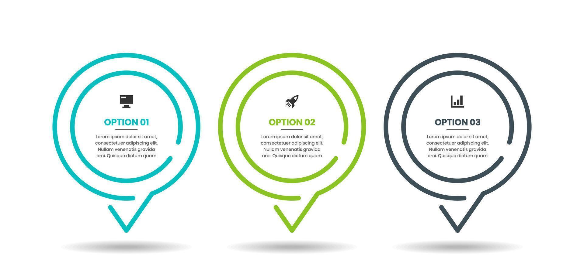 Line Infographic Element Design Templates with Icons and 3 Options. Suitable for Process Diagram, Presentations, Banner, Flow Chart vector