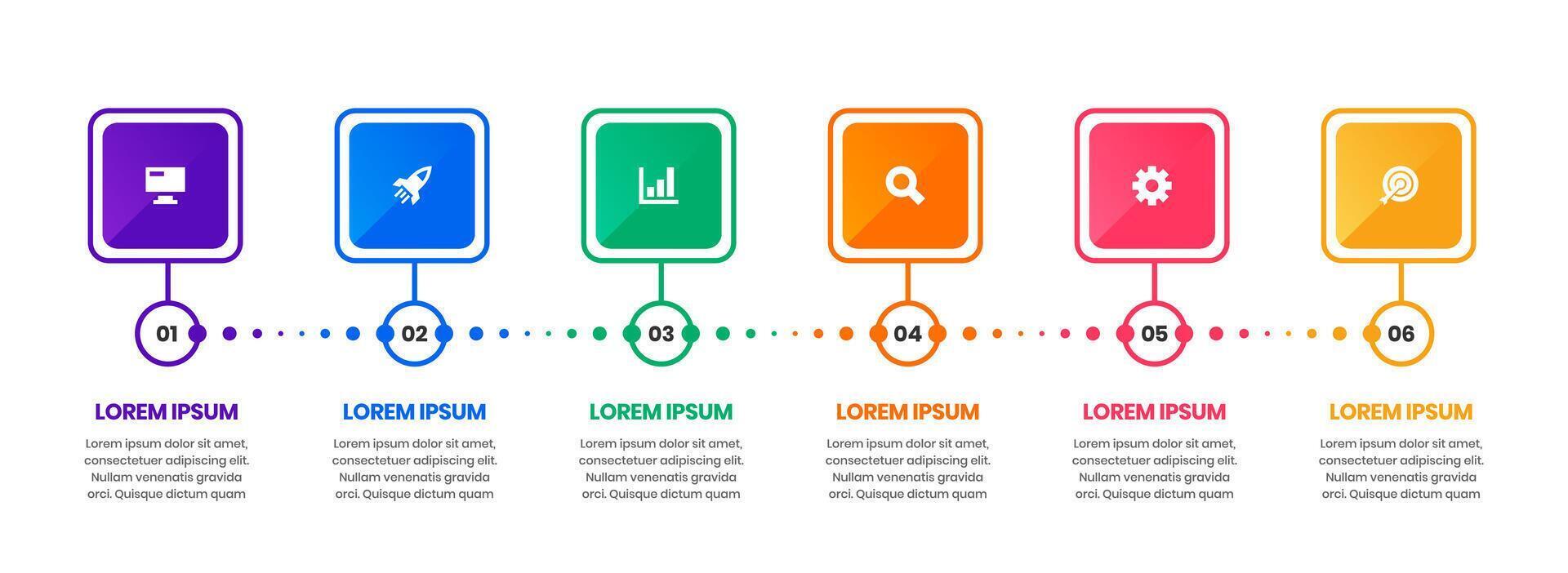 Infographic Element Design Templates with Icons and 6 Numbers. Suitable for Process Diagram, Presentations, Workflow Layout, Banner, Flow Chart, Infographic vector
