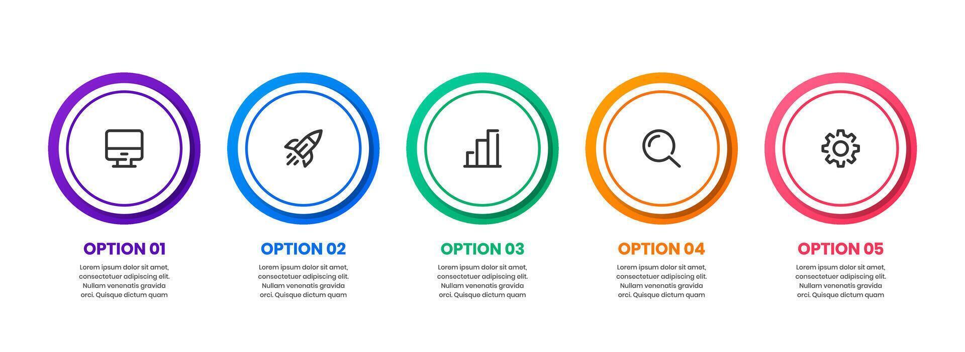 Circle Infographic Element Templates with Icons and 5 Options, Suitable for Process Diagram, Presentations, Workflow Layout, Banner, Flow Chart vector