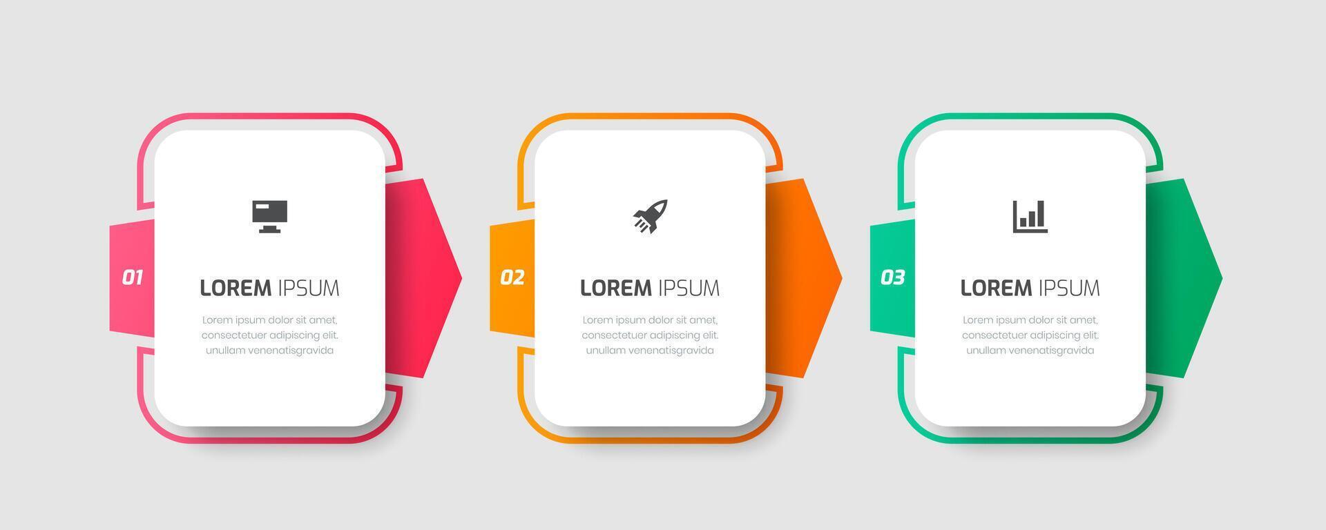 Infographic Label Design Template with Arrow, Icons and 3 Numbers for Presentation vector