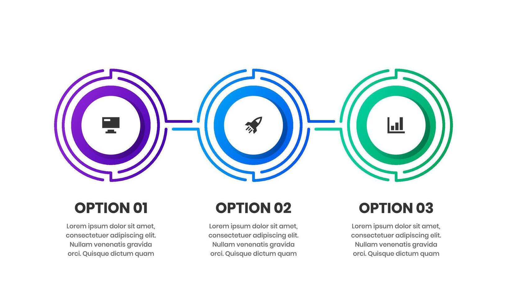 Timeline Circle Infographic Element Design Templates with Icons and 3 Options. Suitable for Process Diagram, Presentations, Workflow Layout, Banner, Infographic vector