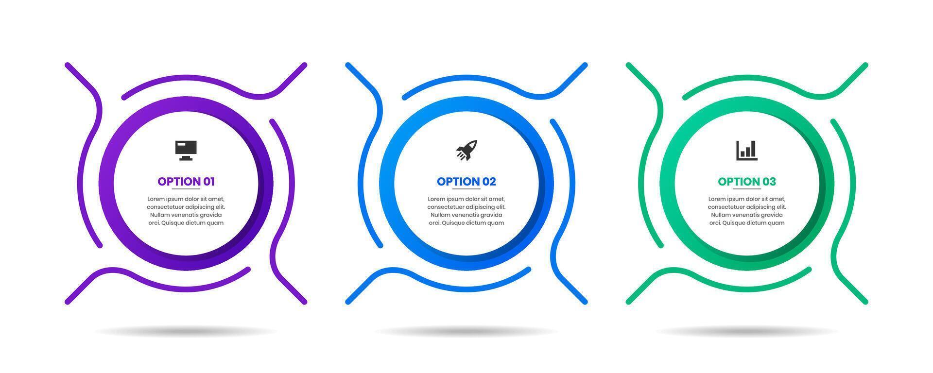 Circle Infographic Element Design Templates with Icons and 3 Options. Suitable for Process Diagram, Presentations, Workflow Layout, Banner, Flow Chart, Infographic vector
