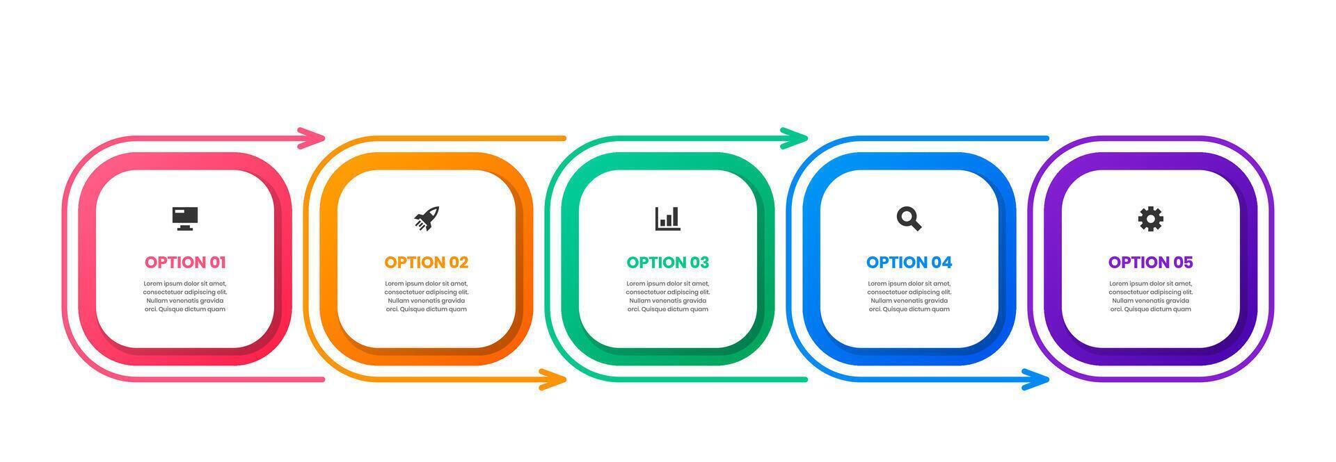 Square Infographic Element Design Templates with Icons and 5 Options or Steps. Suitable for Process Diagram, Presentations, Banner, Flow Chart, Infographic vector