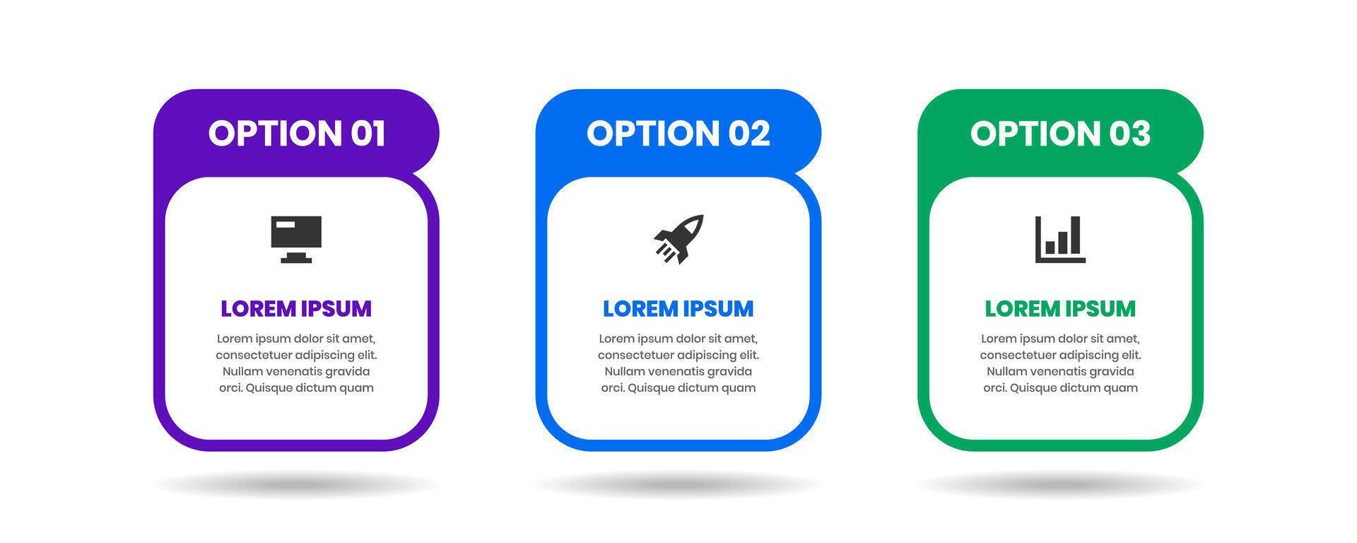 Label Infographic Element Design Templates with Icons and 3 Options. Suitable for Process Diagram, Presentations, Workflow Layout vector