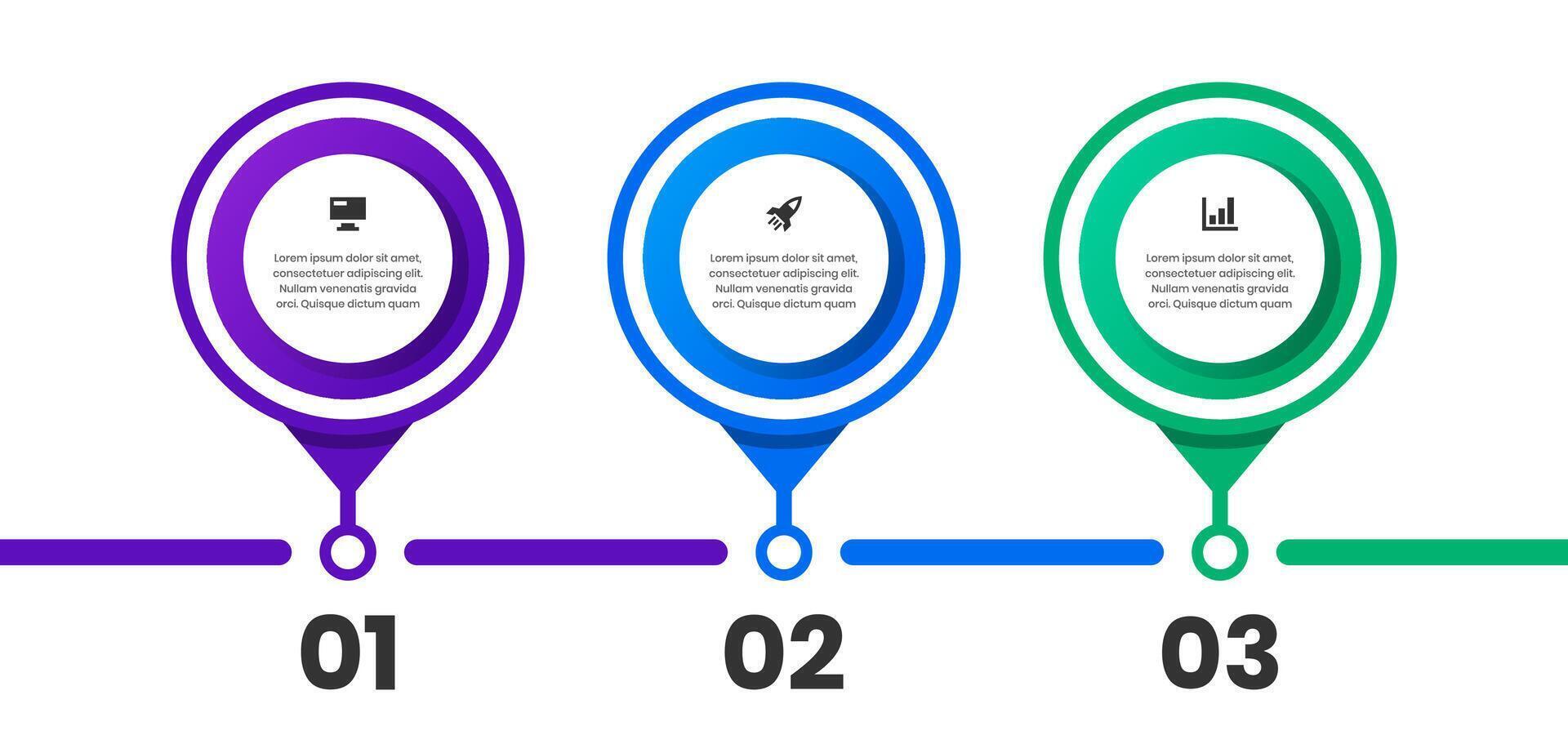Circle Infographic Element Design Templates with Icons and 3 Numbers. Suitable for Process Diagram, Presentations, Workflow Layout, Banner, Flow Chart vector