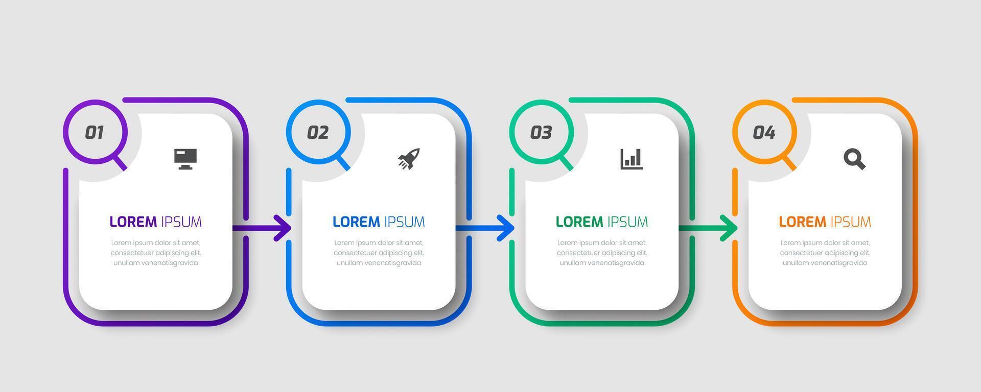 Infographic Label Design Template with Thin Line, Icons and 4 Numbers for Presentations, Workflow Layout, Banner, Flow Chart, Infographic vector