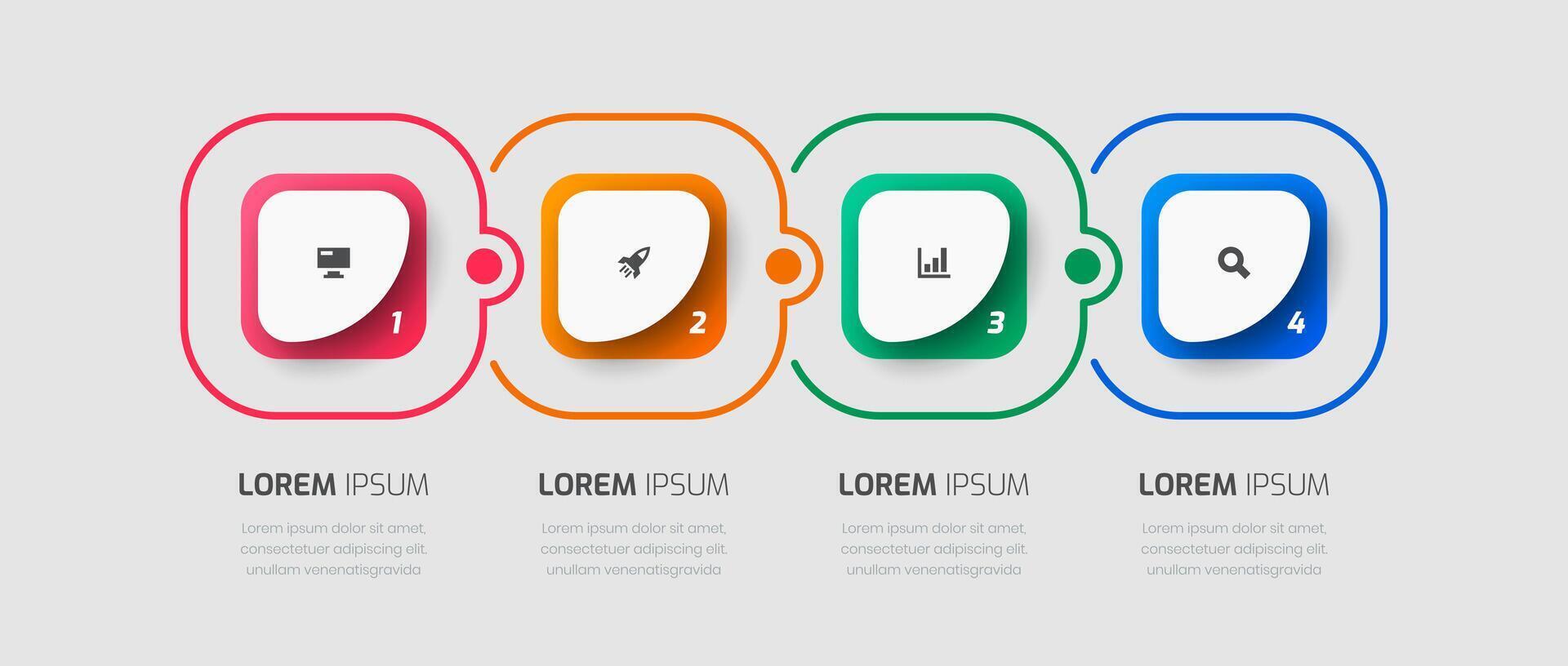 Timeline Infographic Template with Abstract Design, Icons and 4 Numbers for Presentation, Flowchart vector