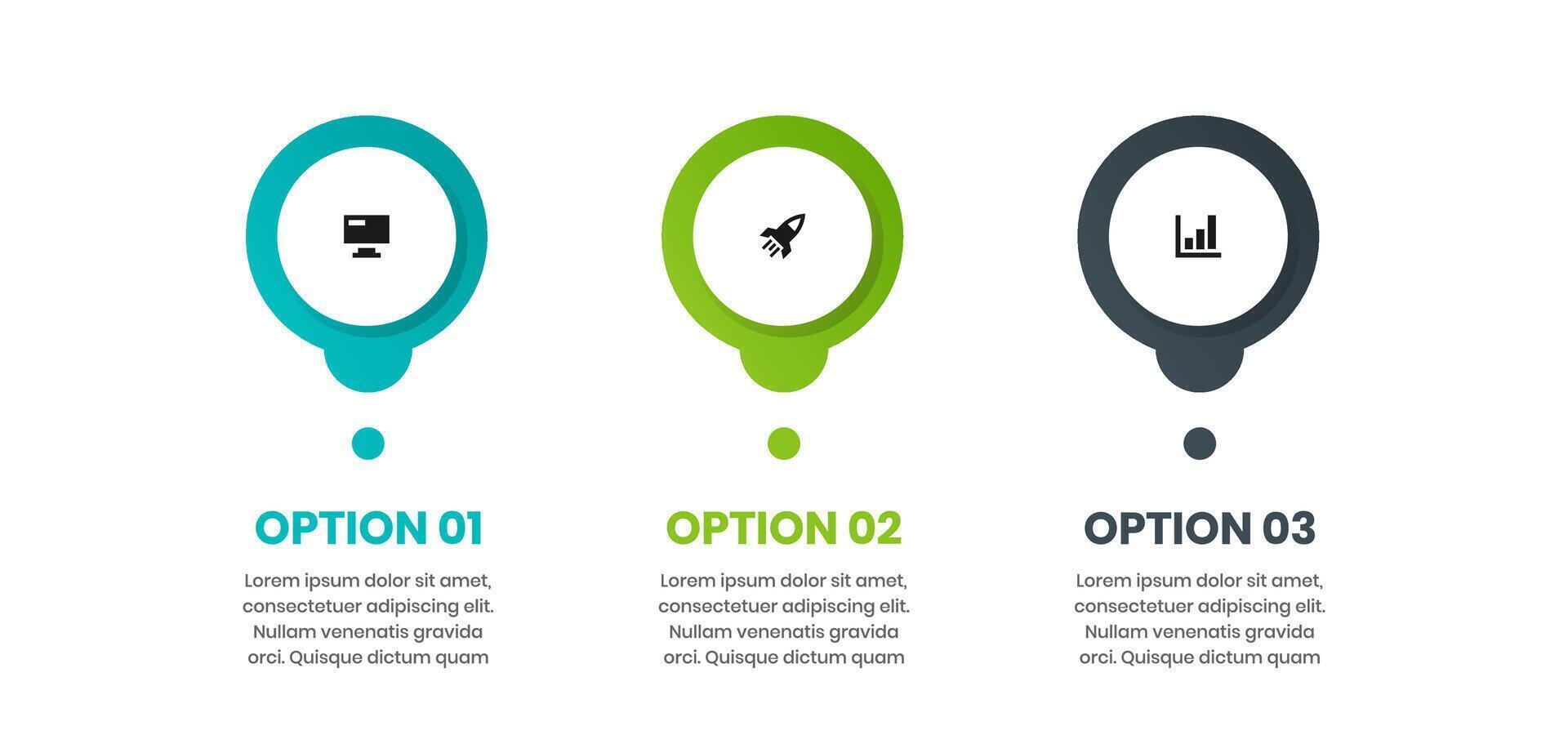 Circle Infographic Element Design Templates with Icons and 3 Options. Suitable for Process Diagram, Presentations, Banner, Infographic vector