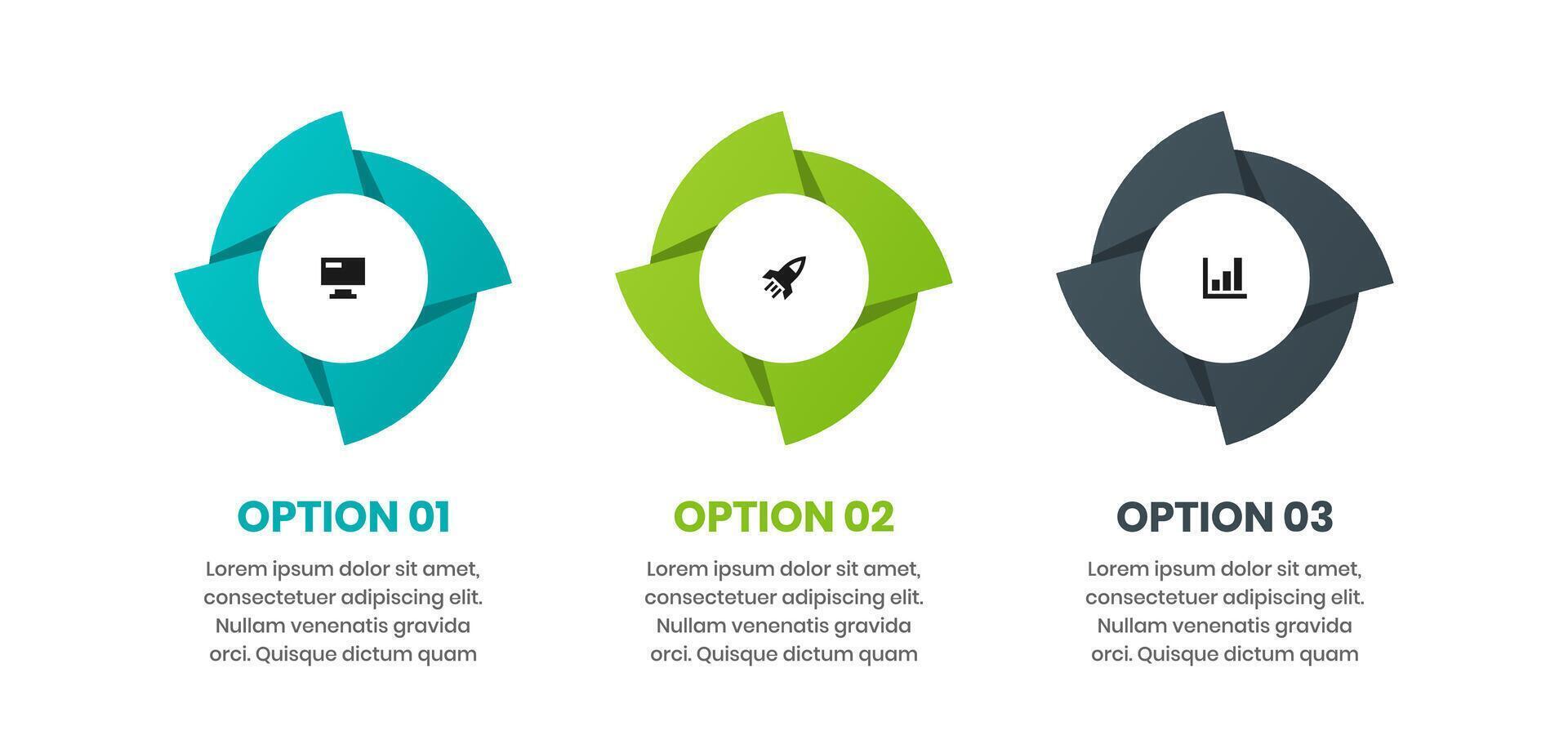 Abstract Infographic Element Design Templates with Icons and 3 Options. Suitable for Process Diagram, Presentations, Banner, Flow Chart, Infographic vector