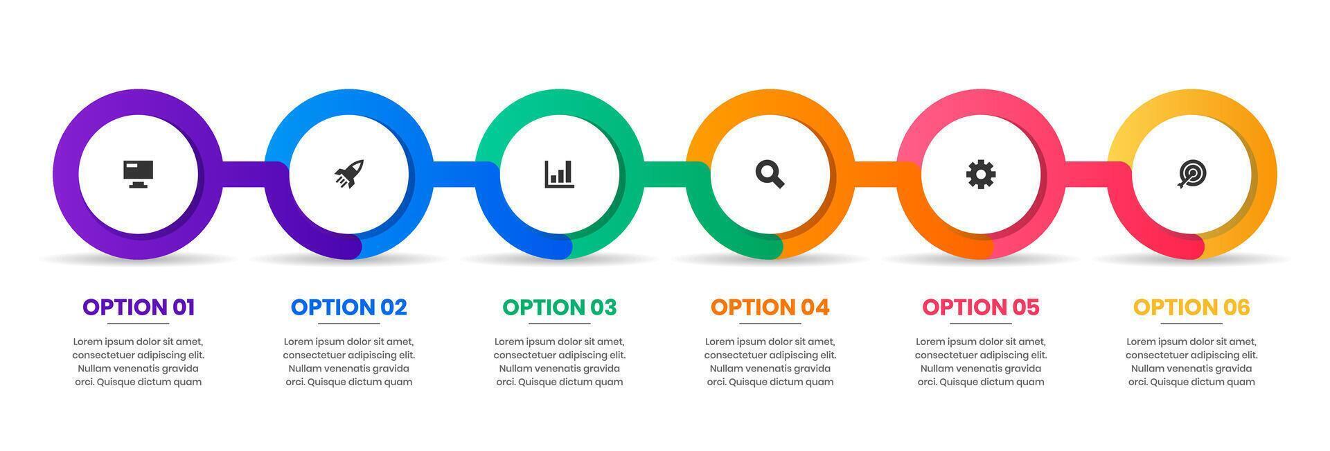 Graphic of Infographic Element Design Templates with Icons and 6 Options. Suitable for Process Diagram, Presentations, Workflow Layout, Banner, Flow Chart, Infographic vector