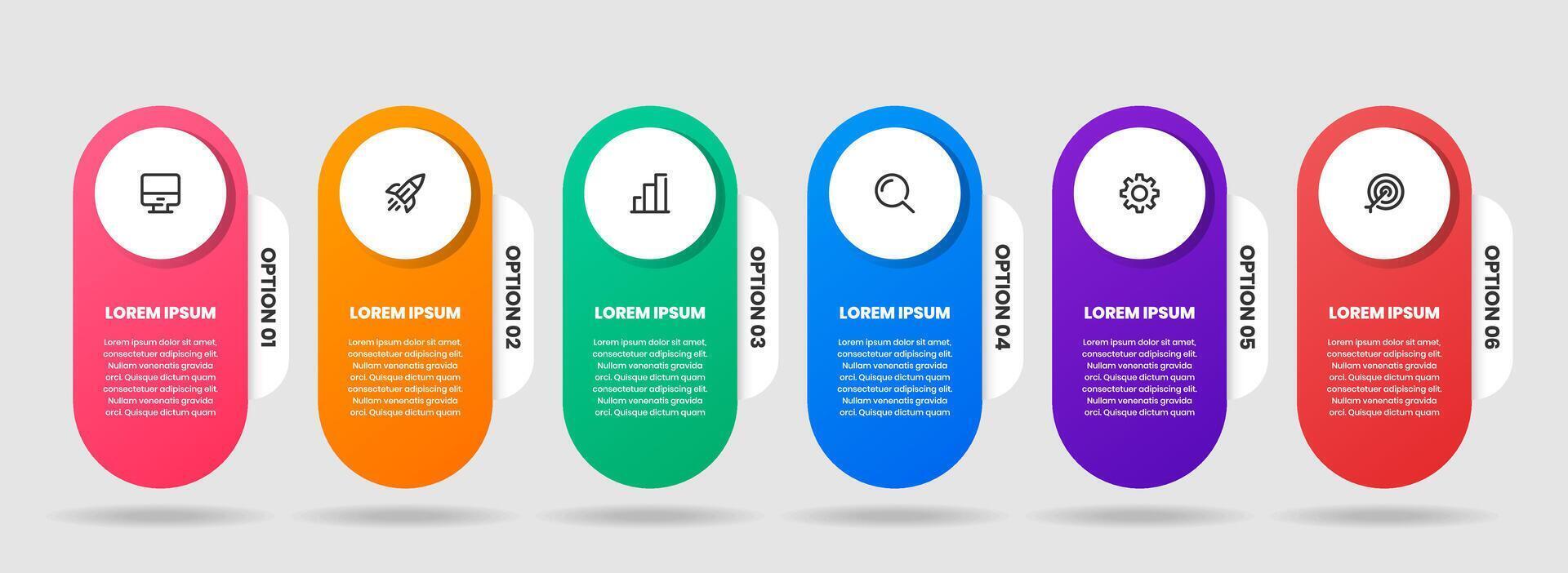 Label Infographic Element Design Templates with Icons and 6 Options. Good for Process Diagram, Presentations, Workflow Layout, Banner, Flow Chart vector
