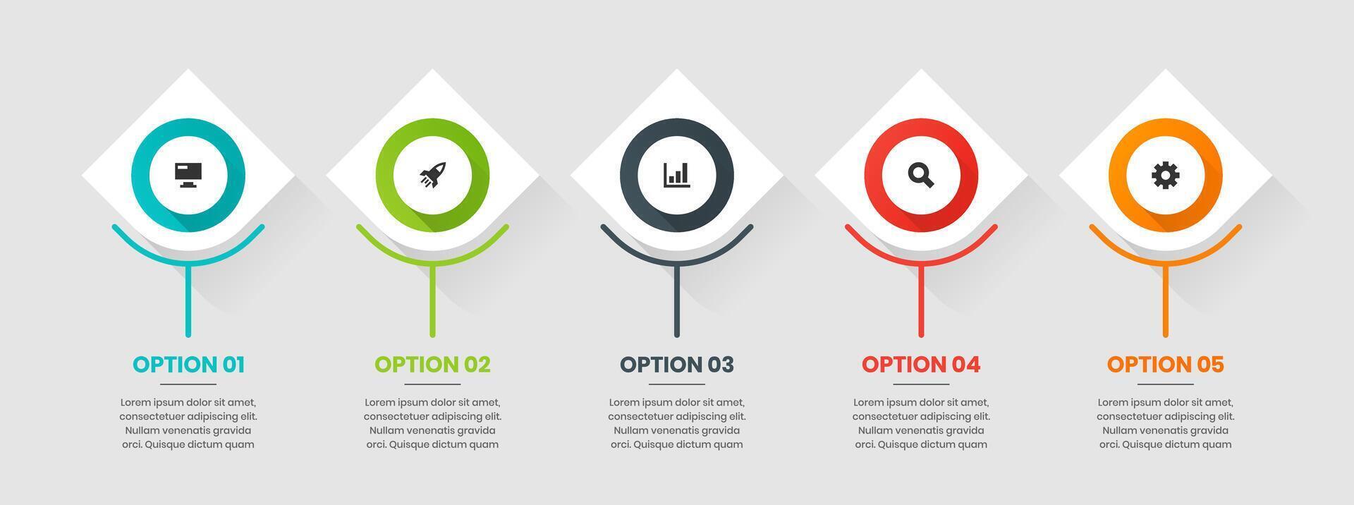 Infographic Element Design Templates with Icons and 5 Options. Suitable for Process Diagram, Presentations, Workflow Layout, Banner, Flow Chart vector
