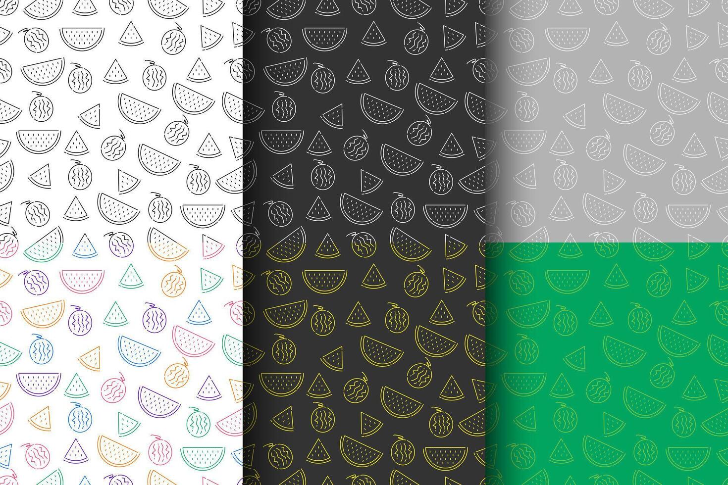 Watermelon Seamless Pattern with 6 Style, Suitable for Background, Food Menu, Banner vector