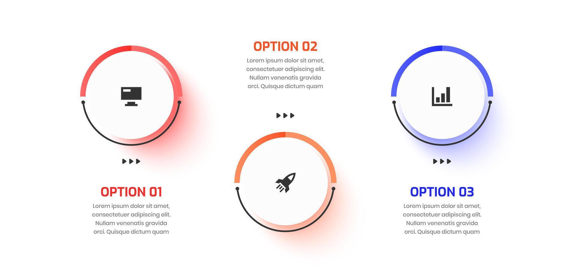 Business Infographic with Circle Label, Icon and 3 Option. Suitable for Workflow, Diagram, Chart, Presentation vector