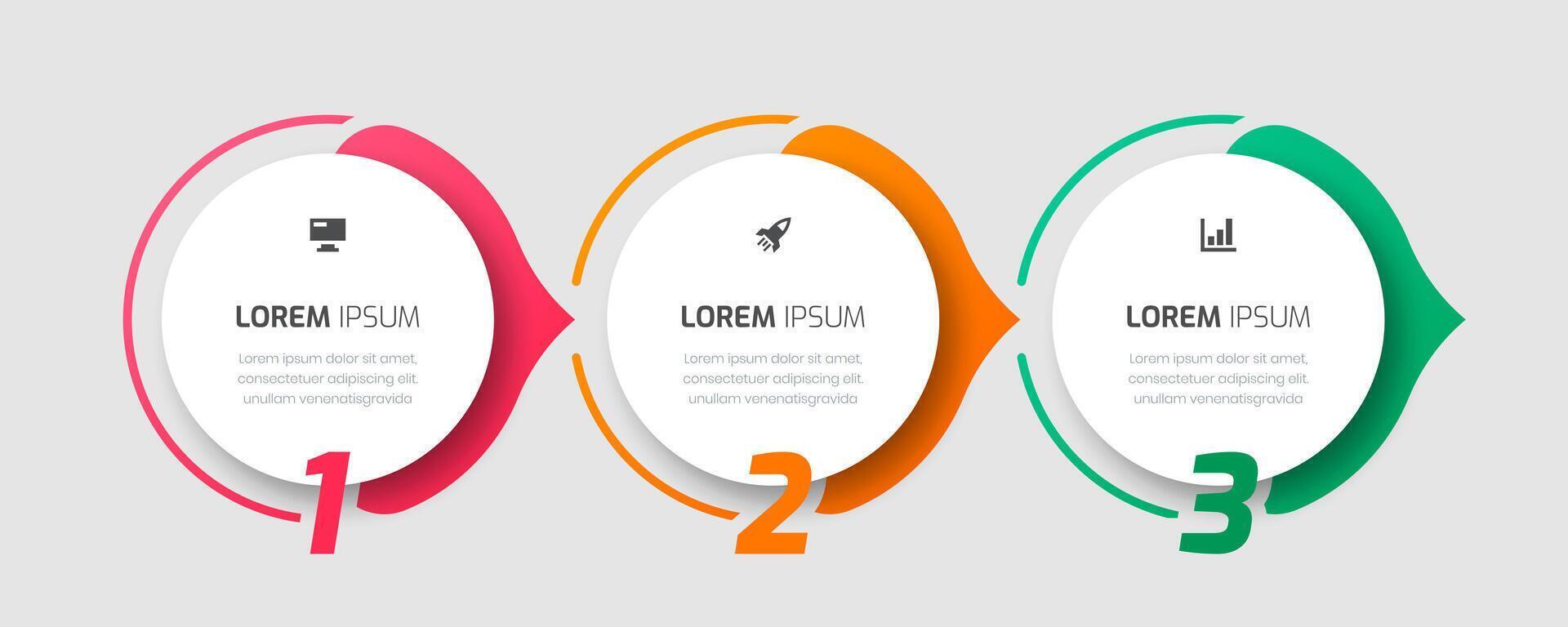 Business Infographic Template with Circle Label, Arrows, 3 Numbers and Icon for Presentation vector