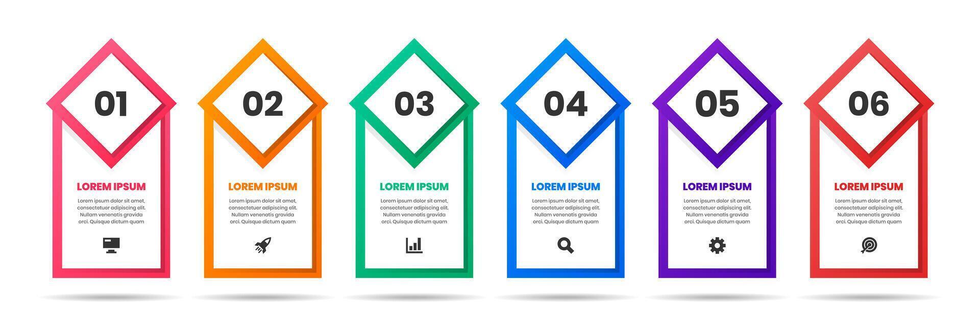 Label Infographic Element Templates with Icons and 6 Numbers. Suitable for Process Diagram, Presentations, Workflow Layout, Banner, Infographic vector