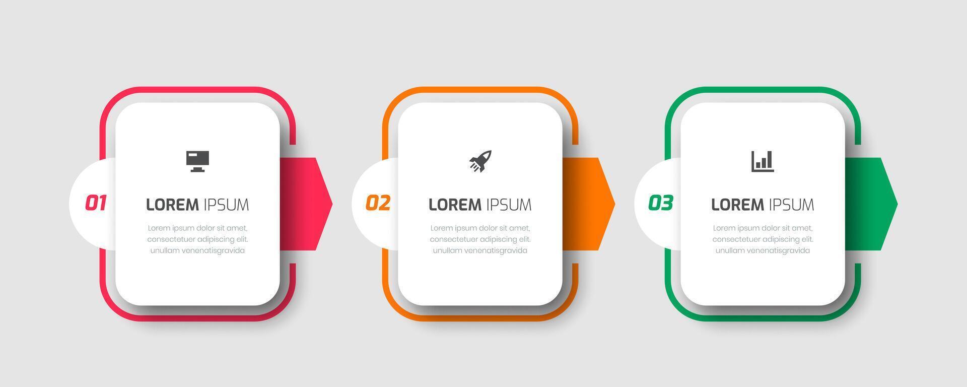 Business Infographic Template with Rounded Label, Thin Line, 3 Numbers and Icon for Presentation vector