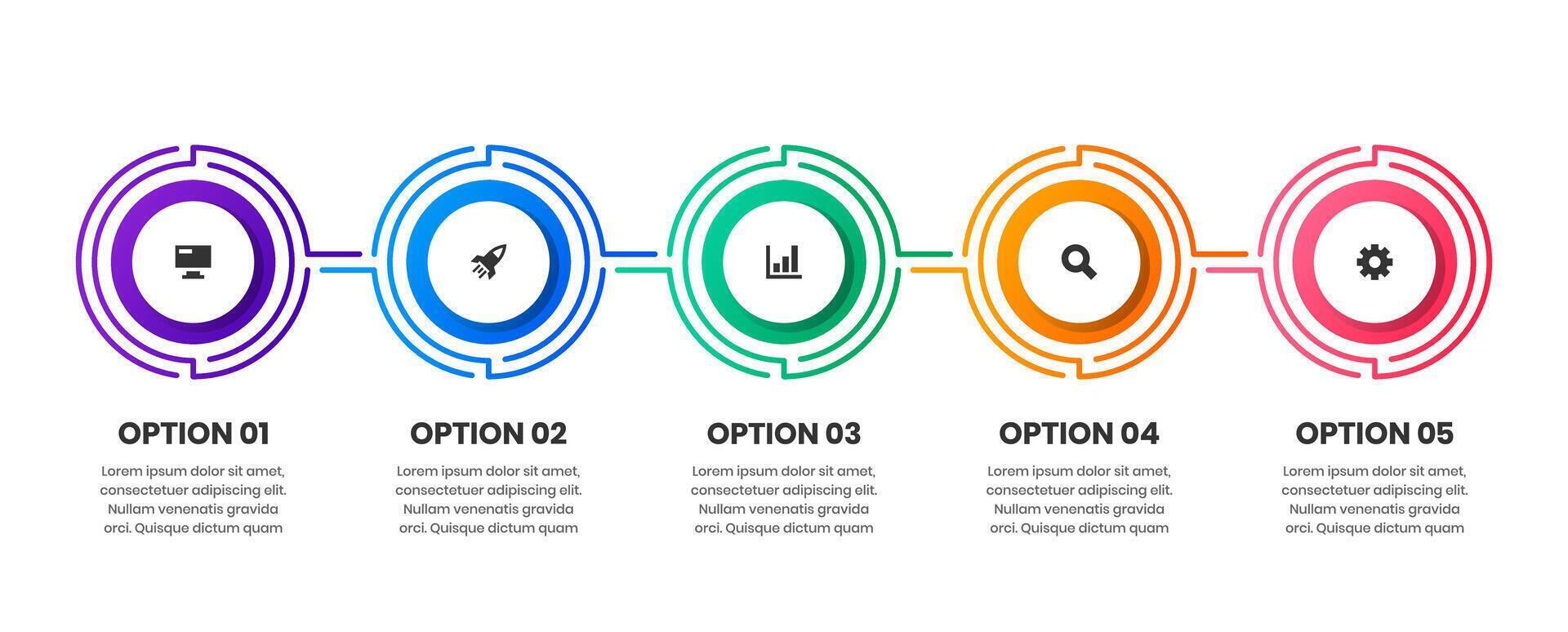 Timeline Infographic Element Design Templates with Icons and 5 Options. Suitable for Process Diagram, Presentations, Workflow Layout, Banner, Infographic vector