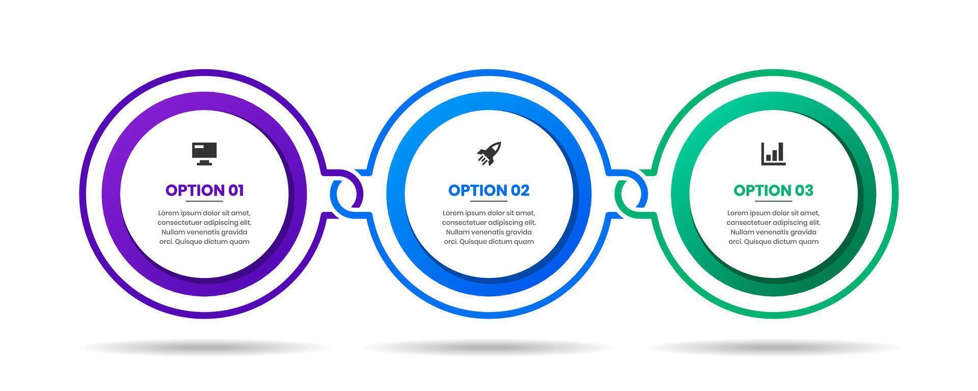 Circle Infographic Element Design Templates with Icons and 3 Options. Suitable for Process Diagram, Presentations, Workflow Layout vector