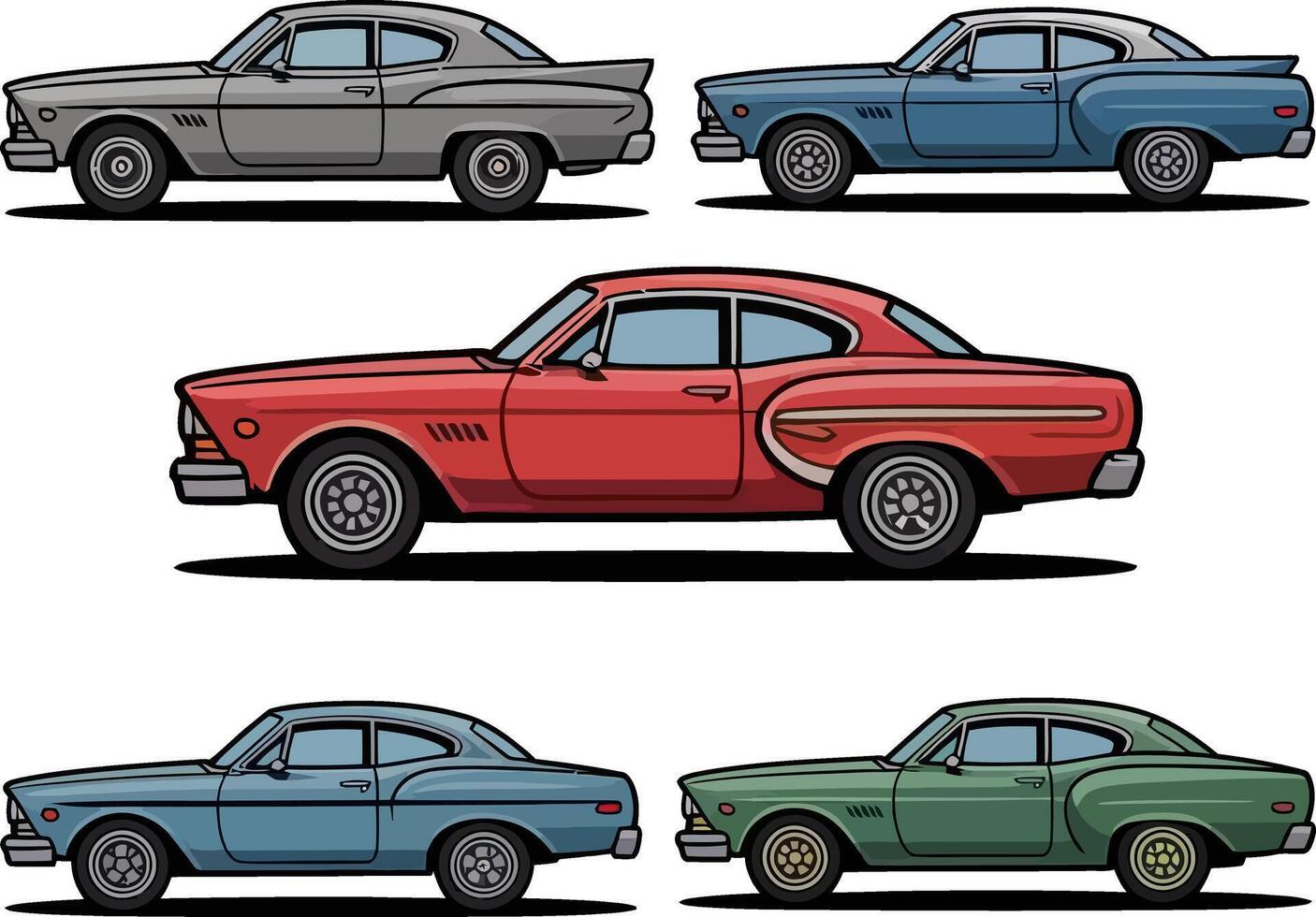 Vintage Old model car set vector