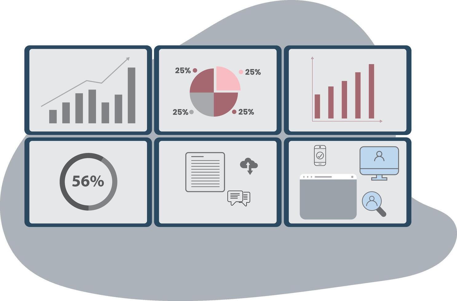 Data visualization charts and metrics vector