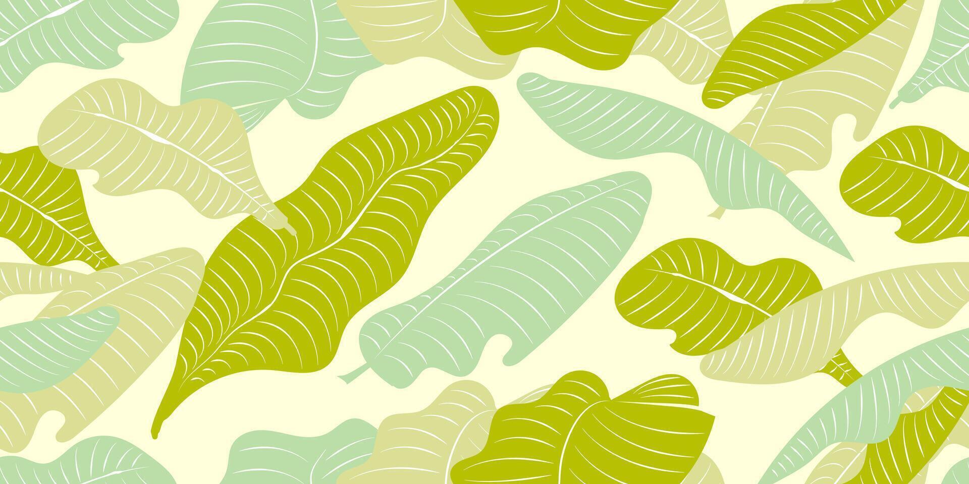 Green leaves seamless pattern print design for fabric, textiles, clothing, packaging, cover, banner, home decor and backgrounds. vector