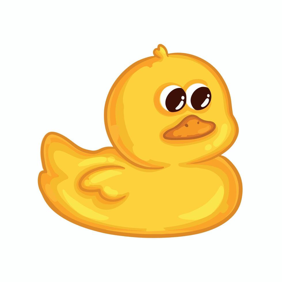 Cute yellow rubber duck cartoon Illustration isolated on a white background. vector