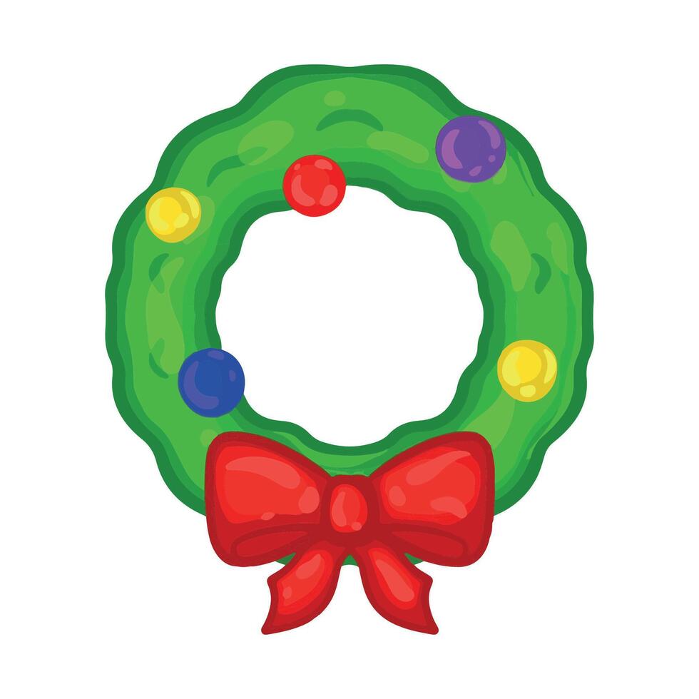 Christmas wreath with a red bow. illustration on a white background. vector