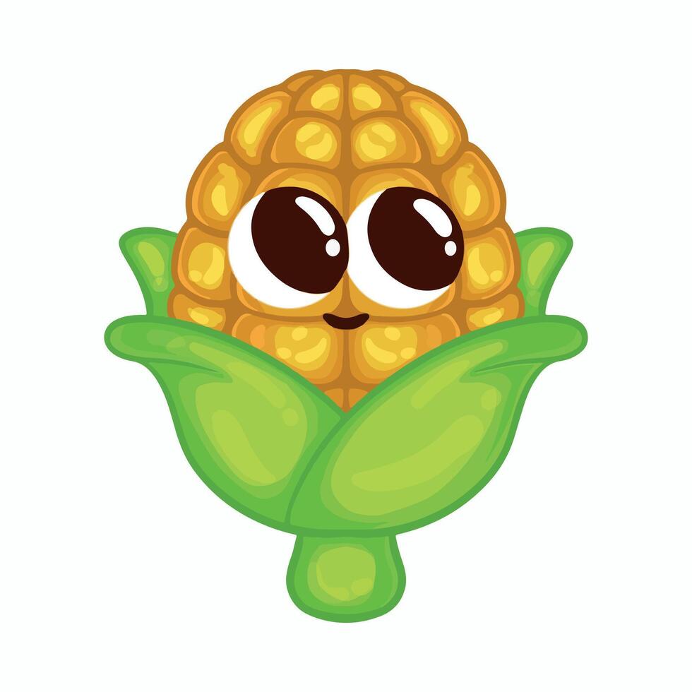 Cute cartoon corn character Illustration isolated on a white background vector