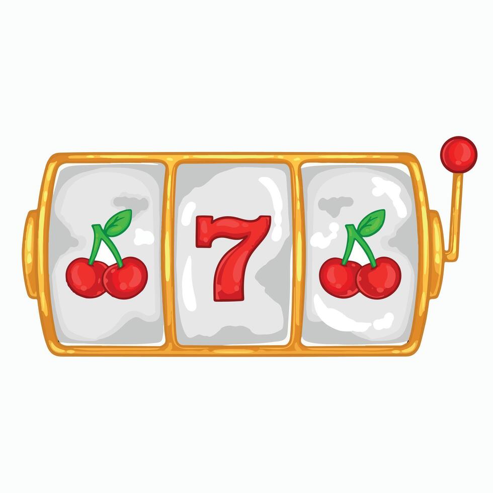 Slot machine with red cherries on white background. illustration. vector