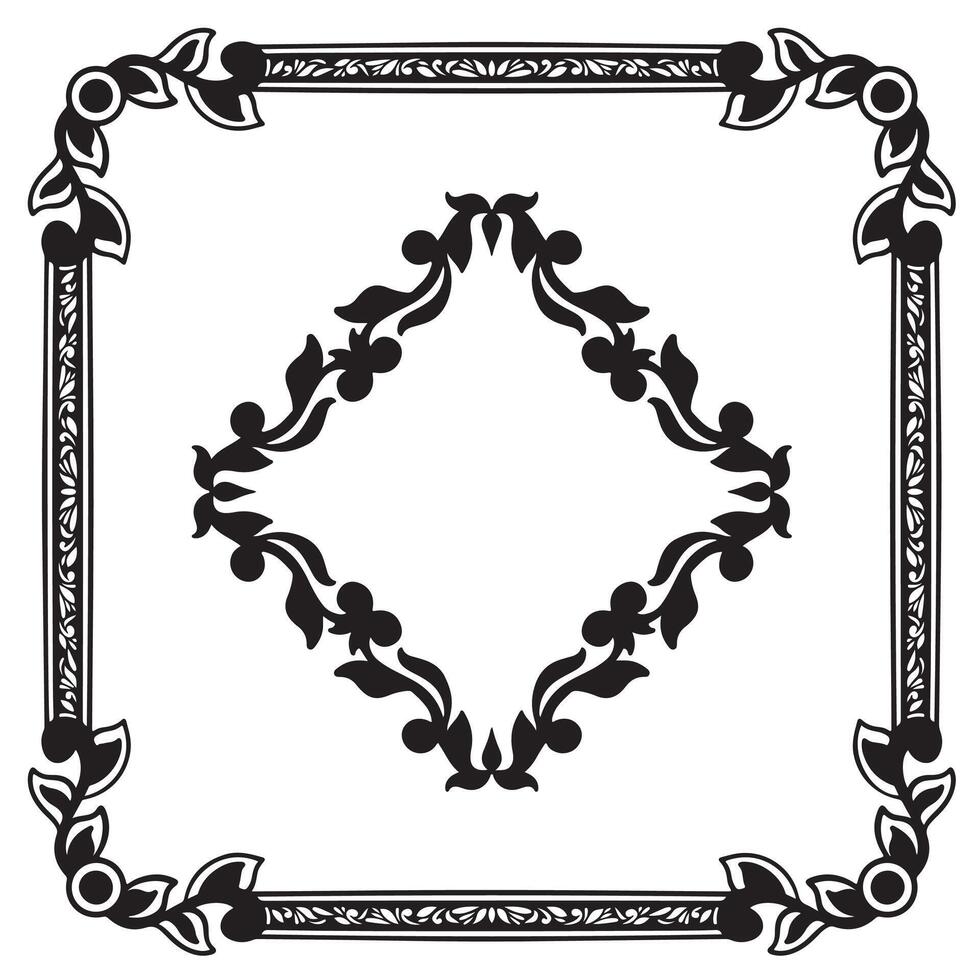 Border frame art simple line corner pattern antique style acanthus vector