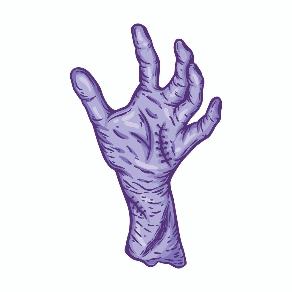 Zombie hand. illustration of a zombie hand isolated on white background. vector