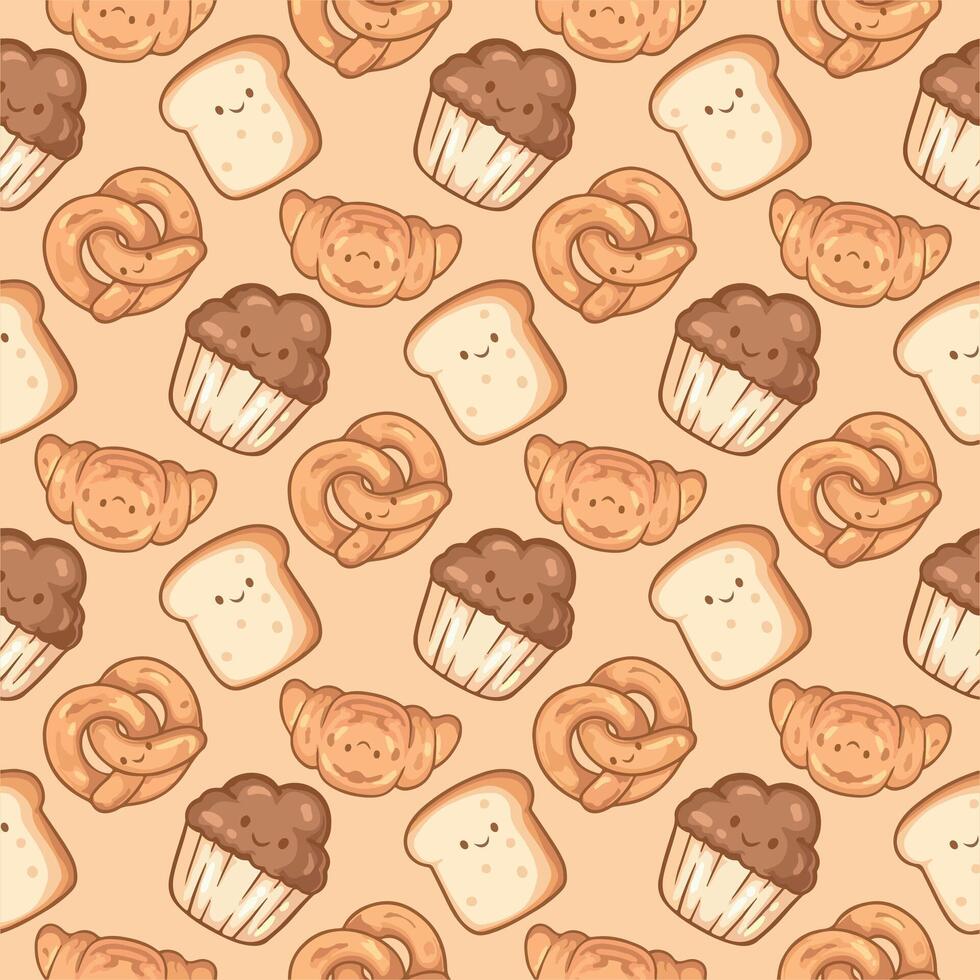 Bread and pastries pattern design vector