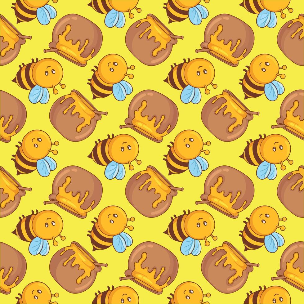 Bees and honey pattern design vector