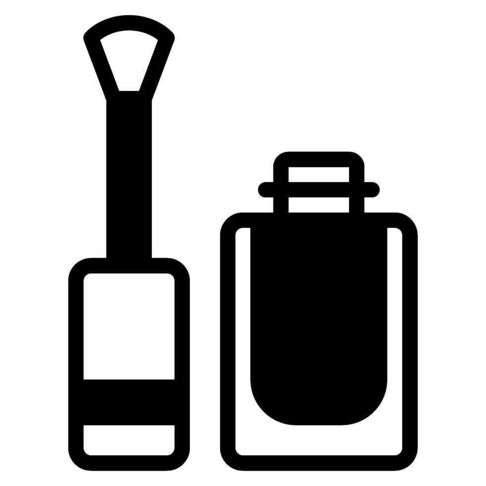Nail Polish Bottle and Brush icon solid vector