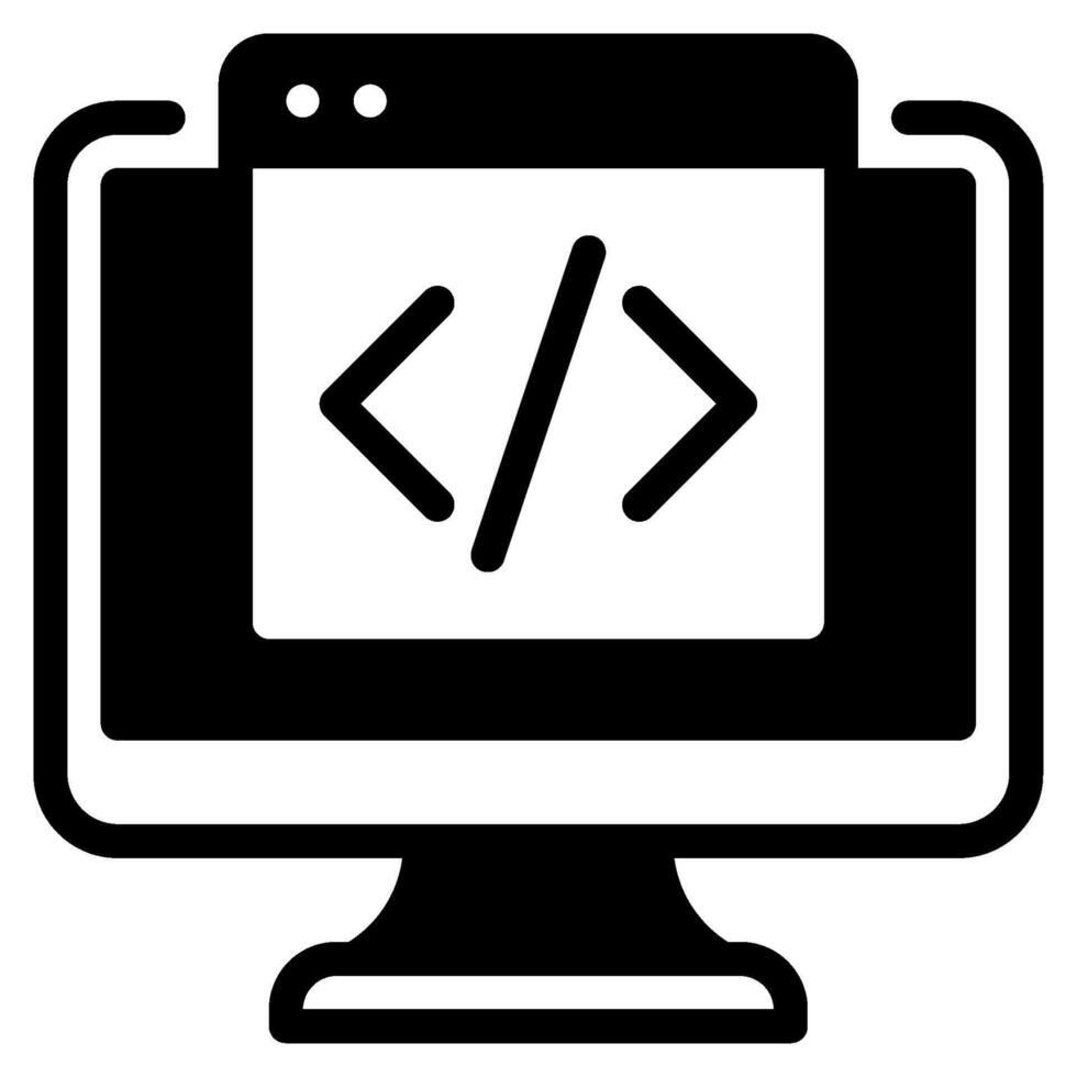 Coding Screen Icon solid vector