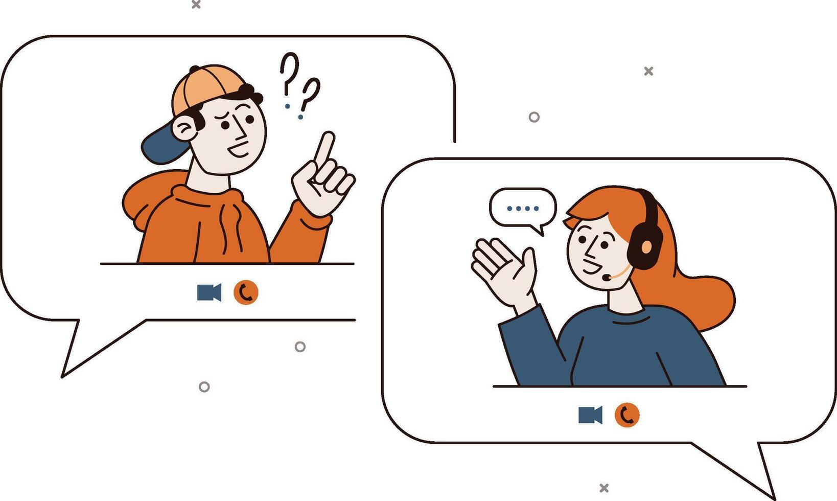 Online Conversation Illustration with Two Characters vector