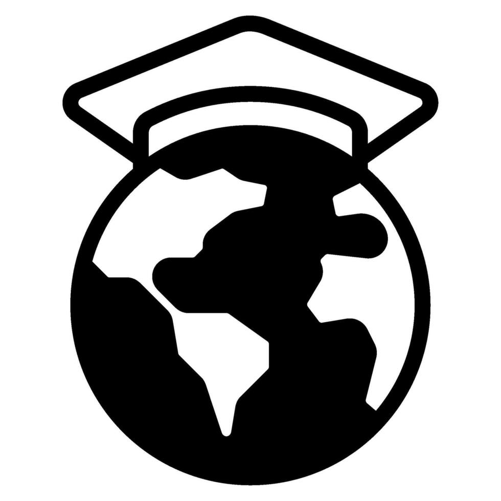 Illustration, character, icon Earth Globe Scholar solid vector