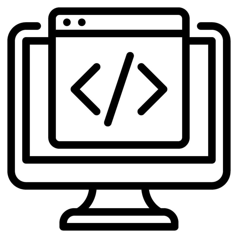Coding Screen Icon Outline vector